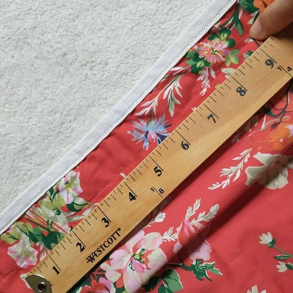 Vtg Ralph Lauren Belle Harbor Sham Red Floral Cotton Standard Size 1x